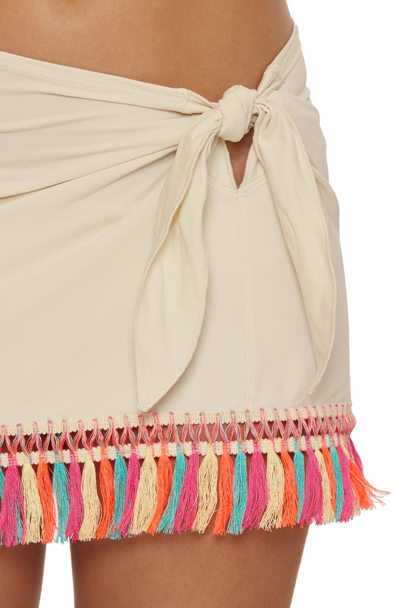 Becca Fringe Cover-Up Miniskirt, Alternate, color, Natural