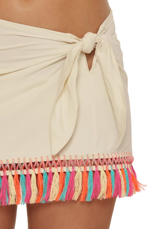 Becca Fringe Cover-up Miniskirt In Natural