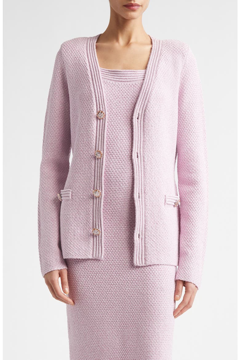 Metallic Mouliné Cotton & Silk Blend Cardigan, Main, color, PEONY METALLIC MULTI