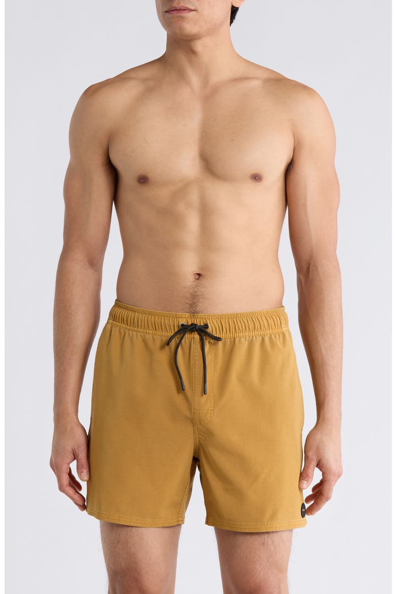 Pigment-Dyed Elastic Waist Shorts, Main, color, OLD GOLD