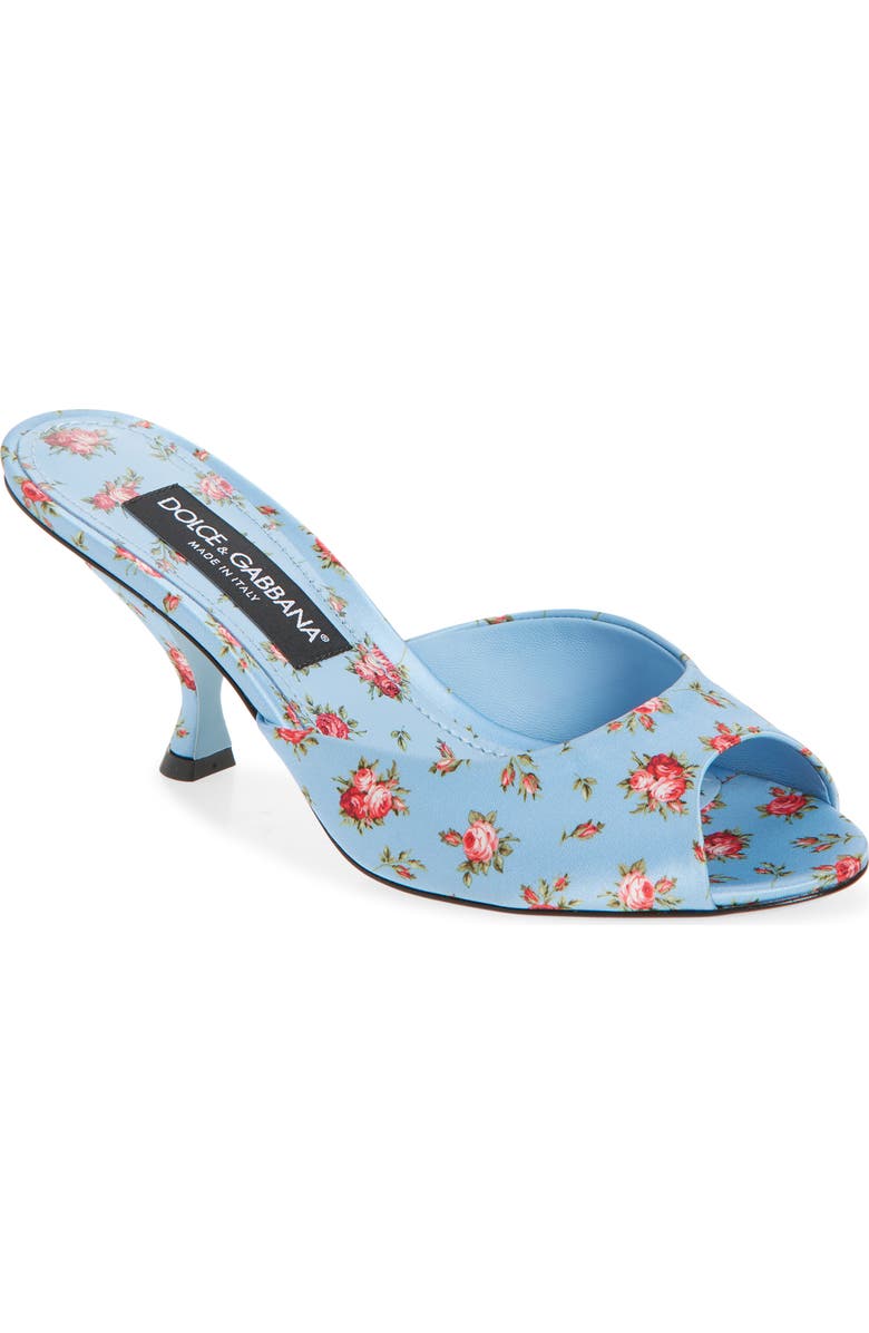 Dolce&Gabbana Keira Floral Satin Sandal, Main, color, Roselline F.celeste