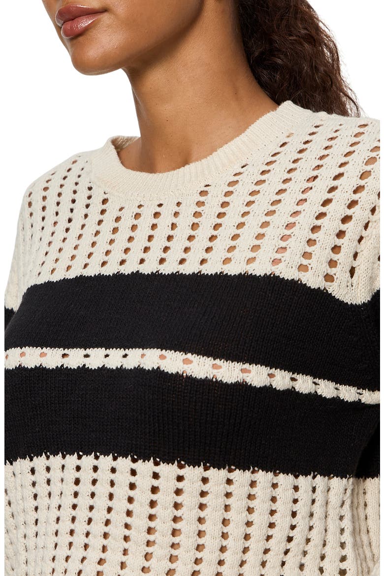 Open Stitch Cotton Sweater, Alternate, color, COLLAGEN WHITE/ BLACK