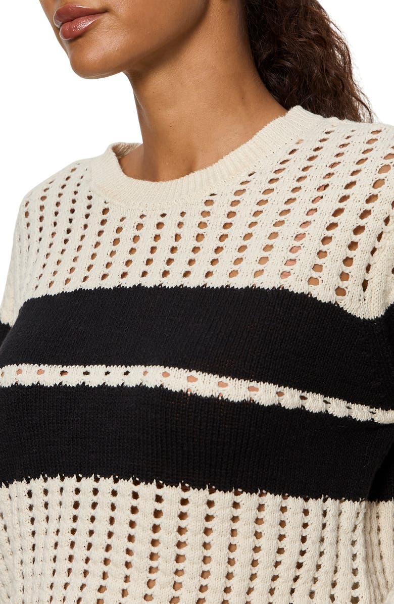 Sanctuary Open Stitch Cotton Sweater, Alternate, color, Collagen White/ Black