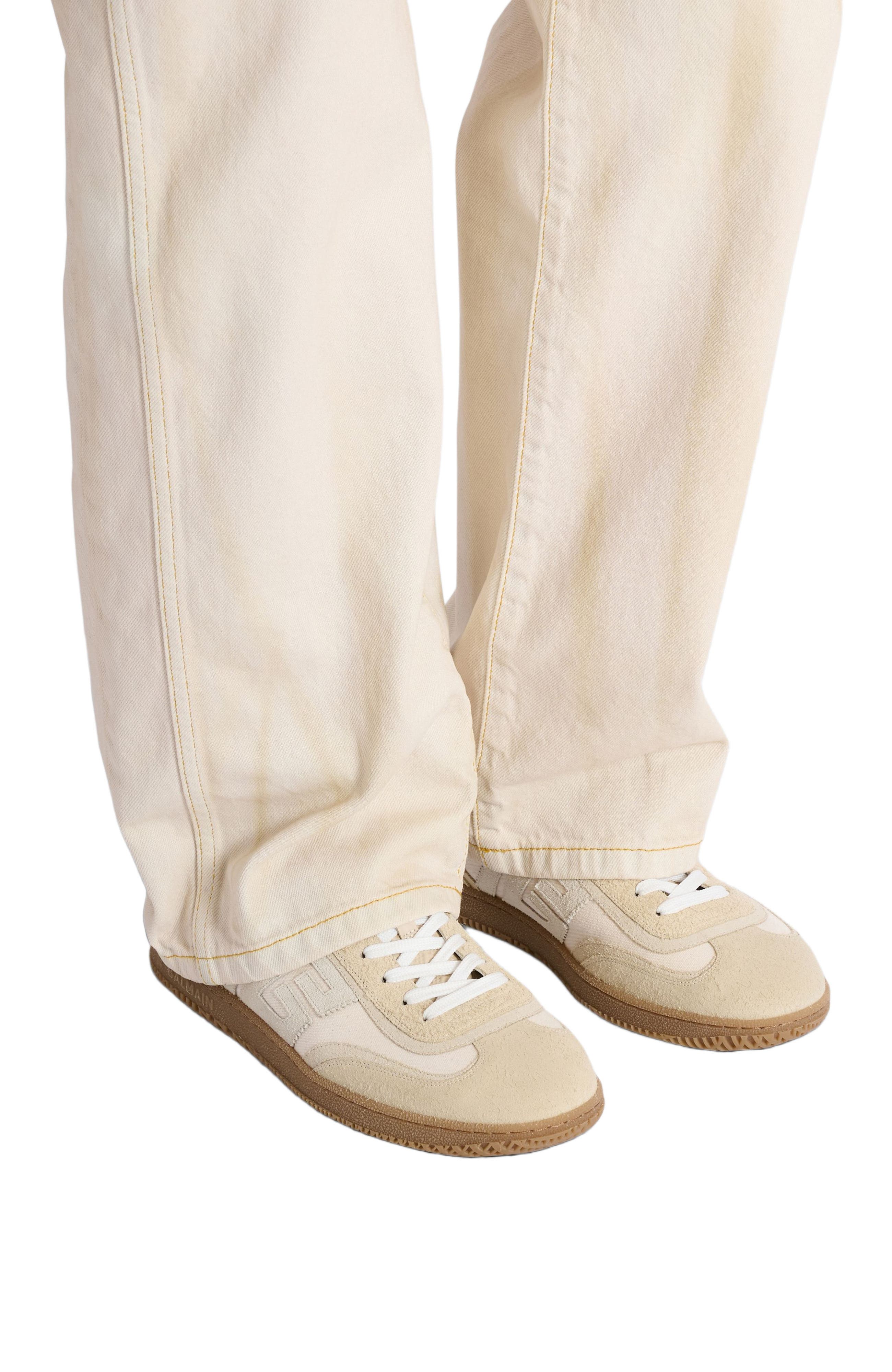 Balmain Swan trainers in suede, aged suede and canvas, Alternate, color, Beige