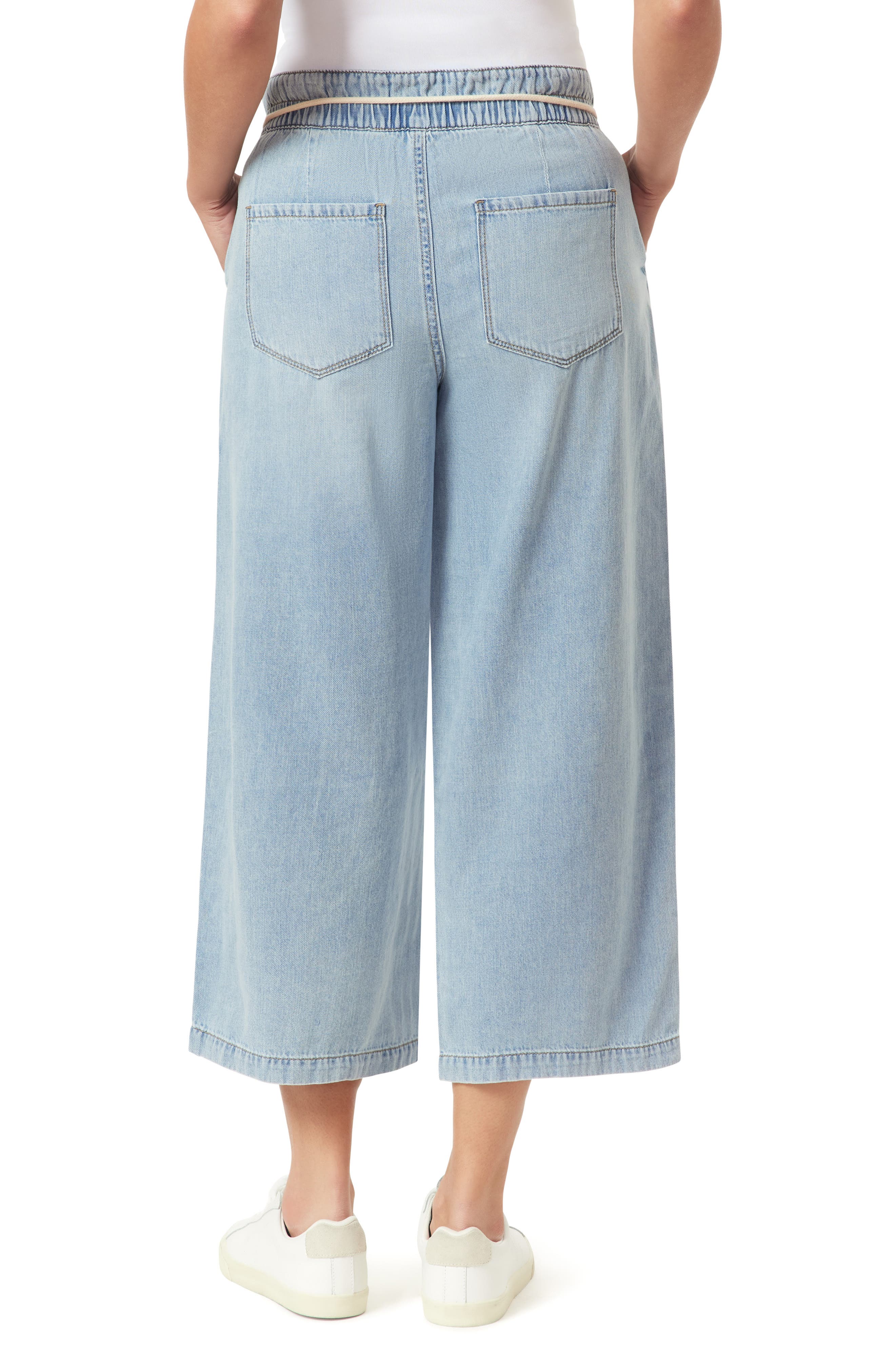 Pleat Front Crop Wide Leg Drawstring Jeans - image 4