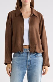 Steve Madden Faux Suede Zip Up Bubble Jacket