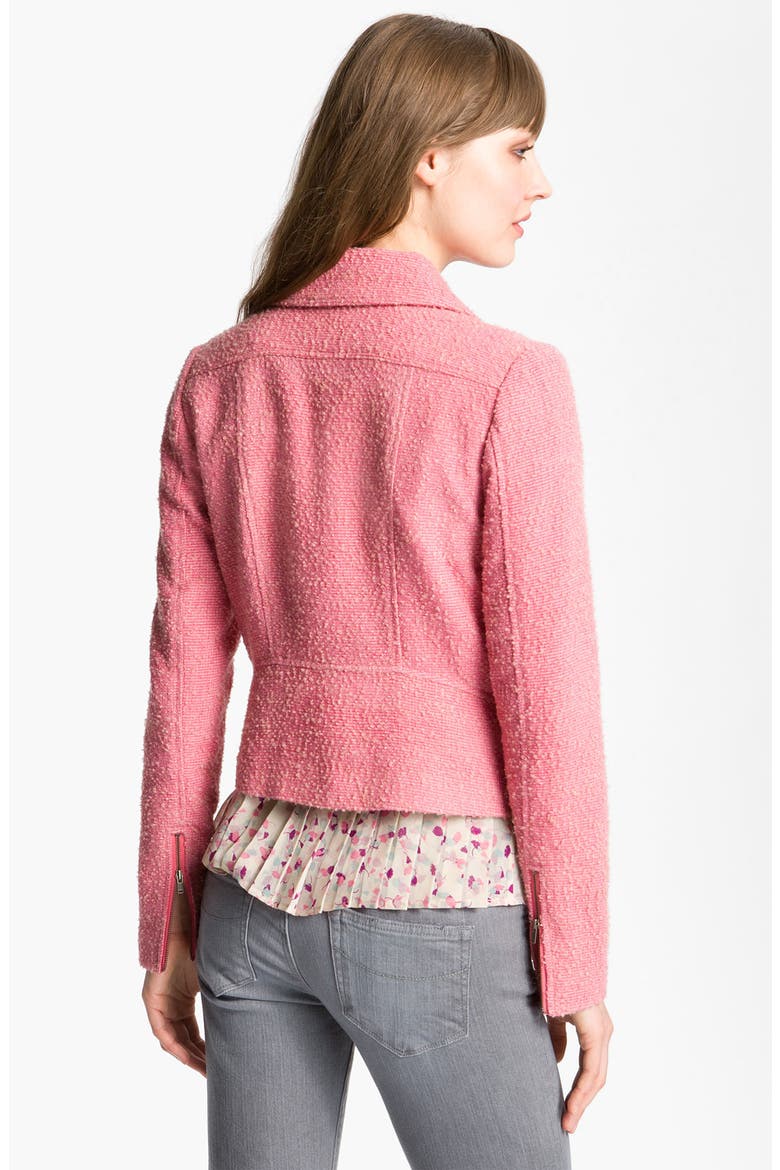 Hinge® Bouclé Biker Jacket, Alternate, color, PEACH- CREAM