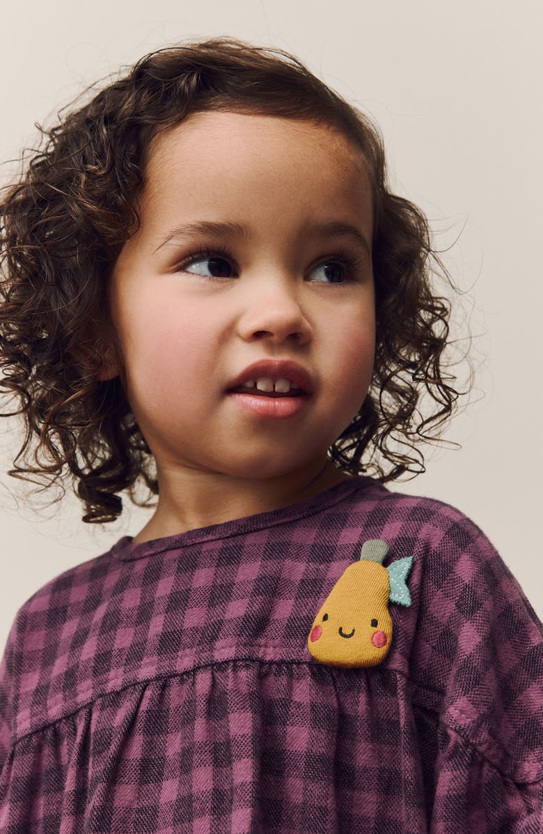 NEXT Kids' Check Long Sleeve Cotton Flannel Dress, Alternate, color, Purple