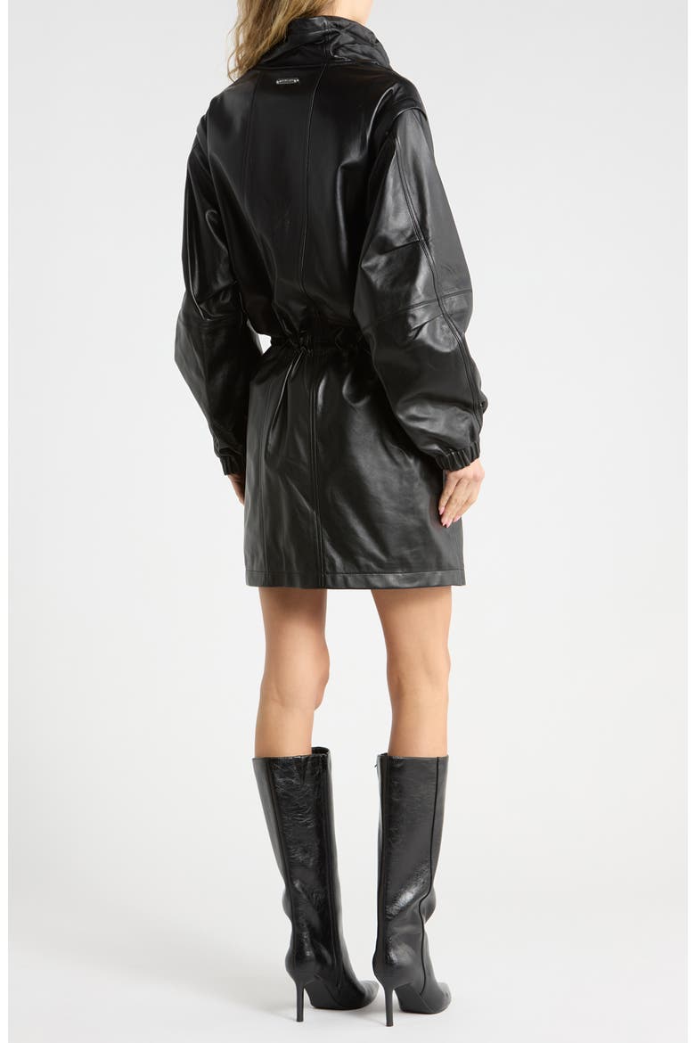 Leather Anorak, Alternate, color, BLACK