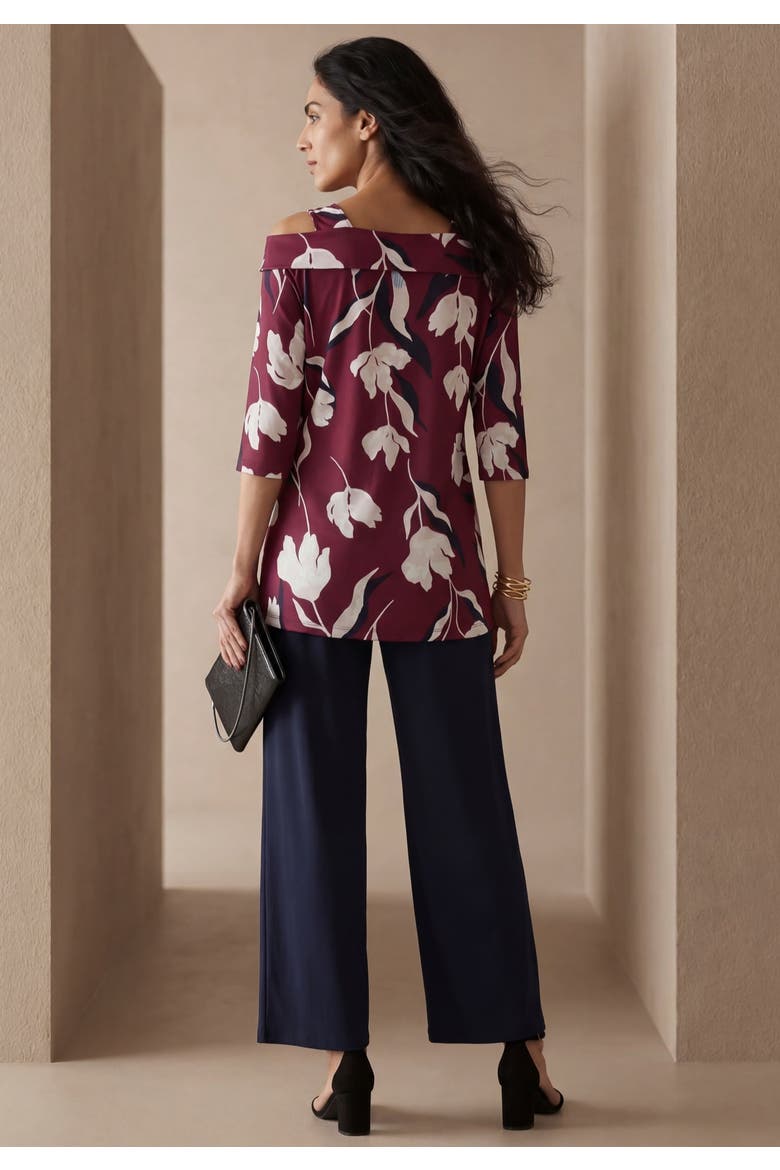 Cold Shoulder Top, Alternate, color, CLARET PAINTED PETALS