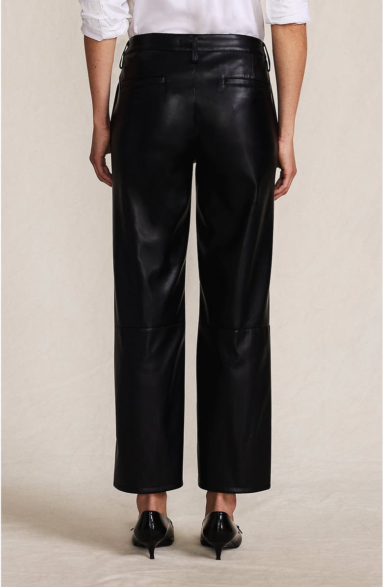 Lands' End Women Faux Leather Mid Rise Relaxed Straight Leg Crop Pants, Alternate, color, 