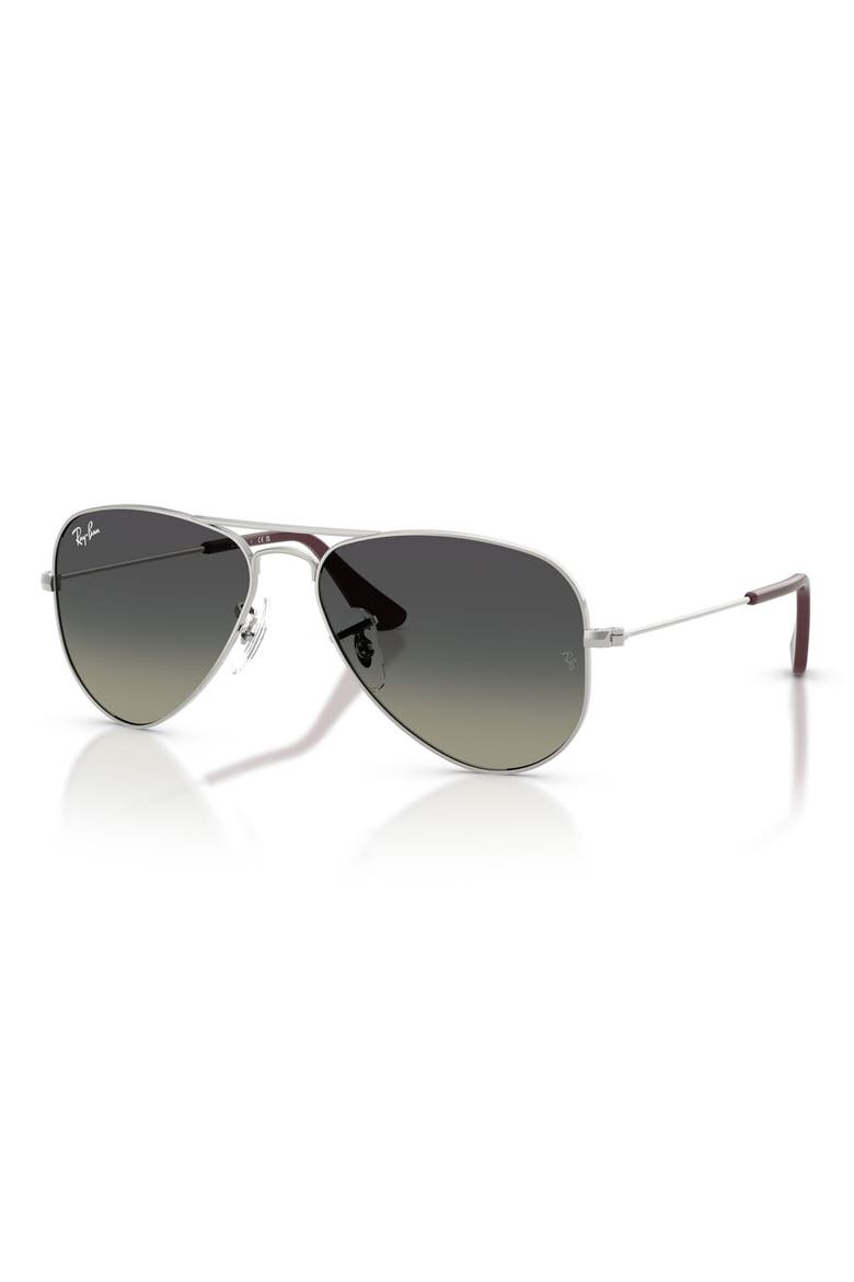 Junior 52mm Aviator Sunglasses, Alternate, color, SILVER / GREY GRADIENT