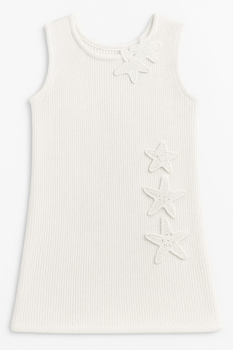 Crochet Knit Summer Shift Dress, Main, color, White