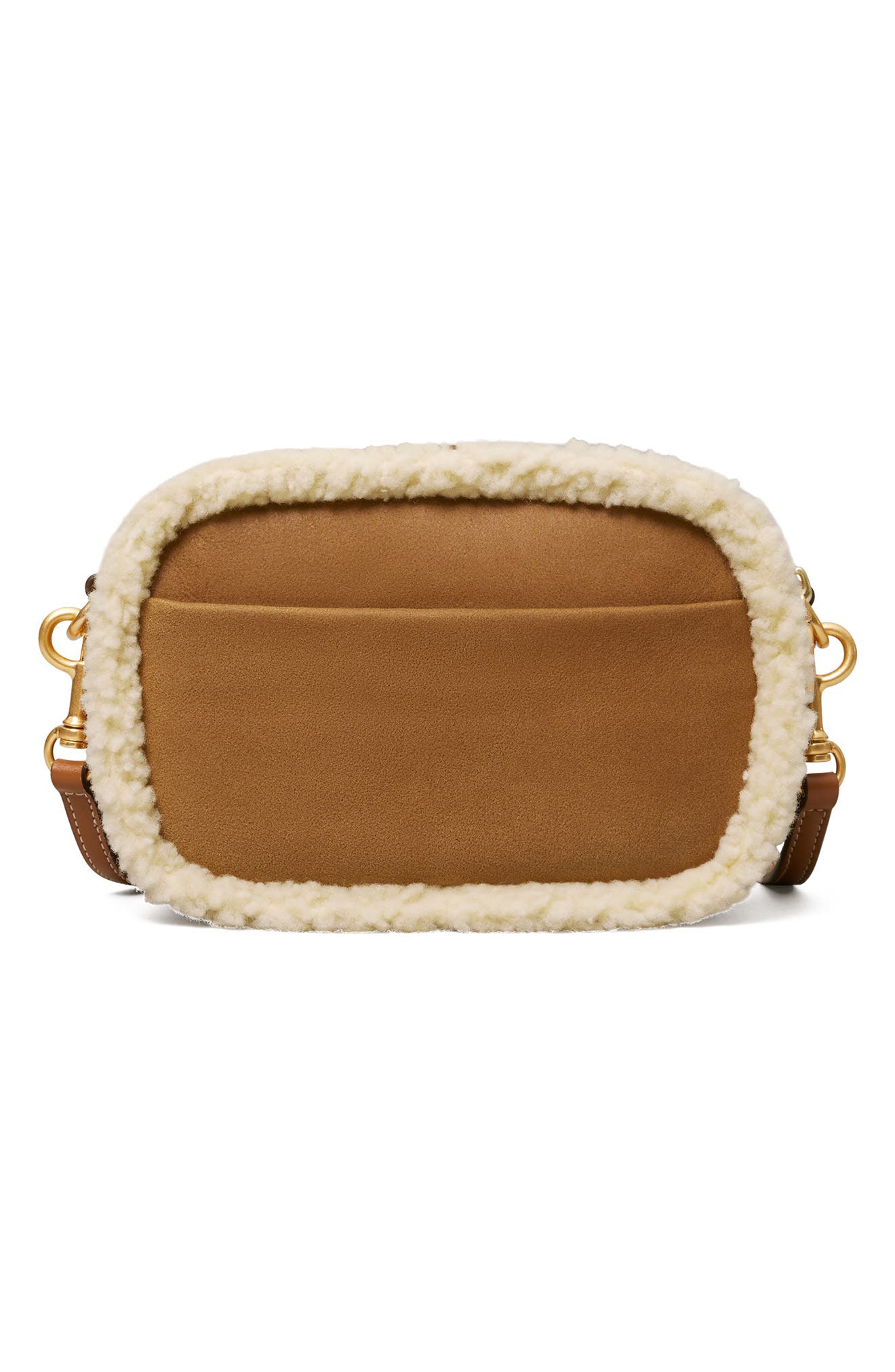 Tory Burch Perry Bombe Genuine Shearling Crossbody Bag, Alternate, color, 