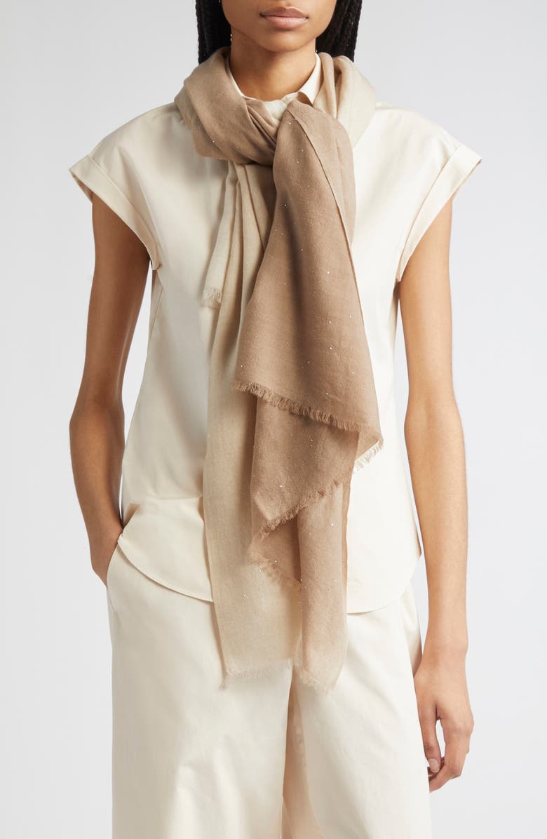 Lafayette 148 New York Dip Dye Sequin Wool Blend Fringe Scarf, Alternate, color, 