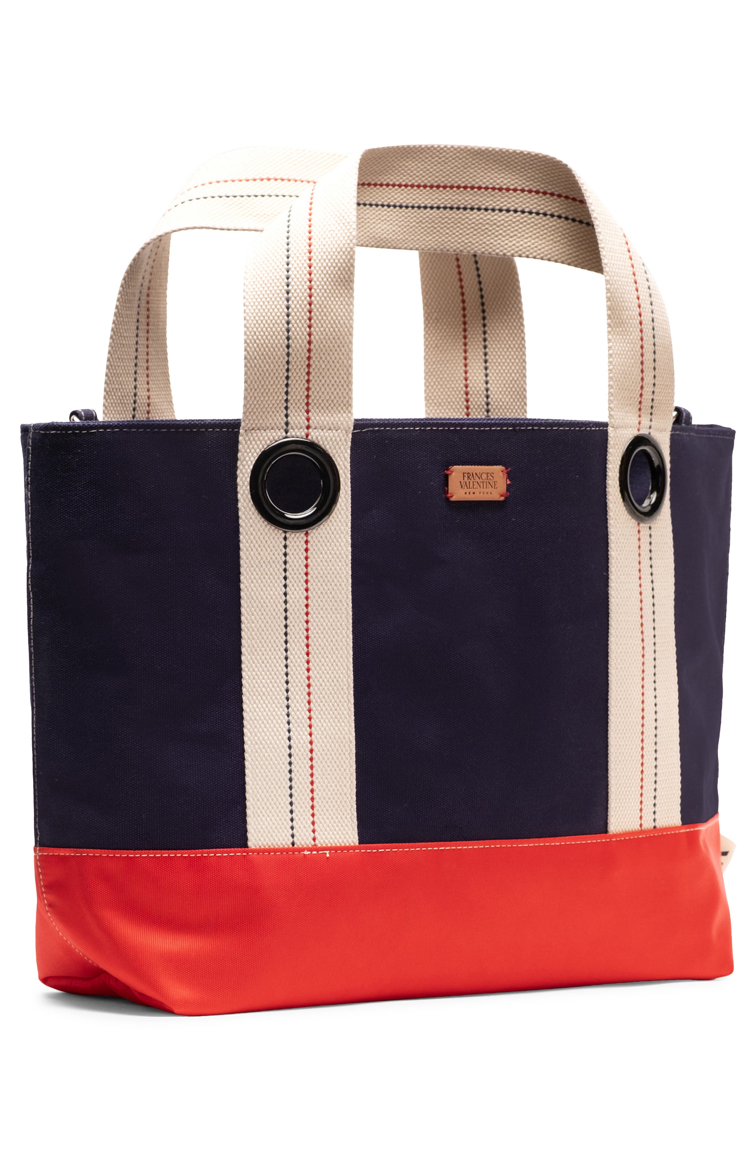 Summer Cotton Canvas Tote, Alternate, color, NAVY/ RED