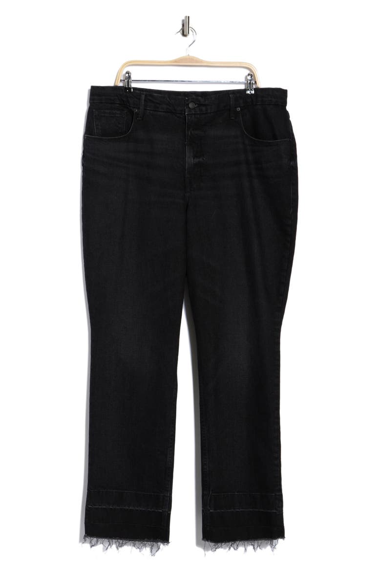Good Icon High Waist Raw Hem Straight Leg Jeans, Main, color, BLACK347