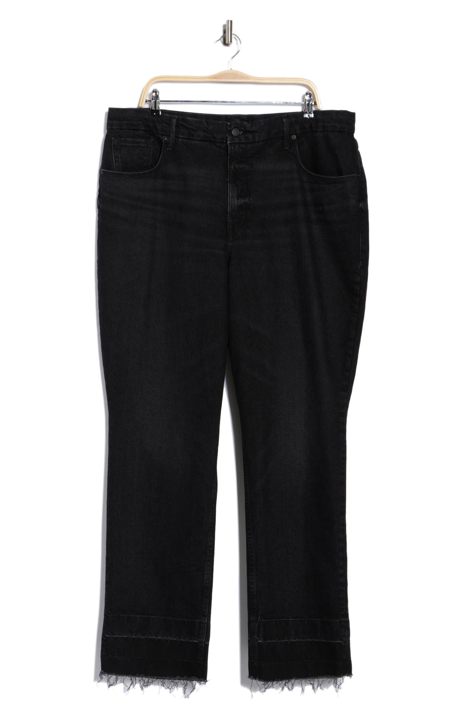 Good American Good Icon High Waist Raw Hem Straight Leg Jeans ...