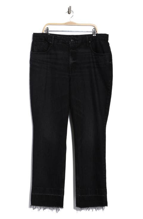 Good Icon High Waist Raw Hem Straight Leg Jeans (Regular & Plus)