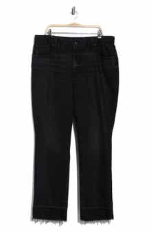 Good American Good Icon High Waist Raw Hem Straight Leg Jeans