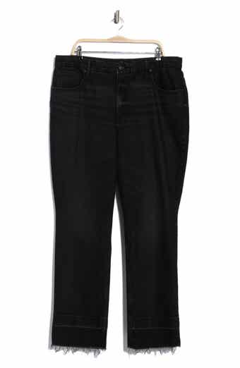 Good American Good Icon High Waist Raw Hem Straight Leg Jeans