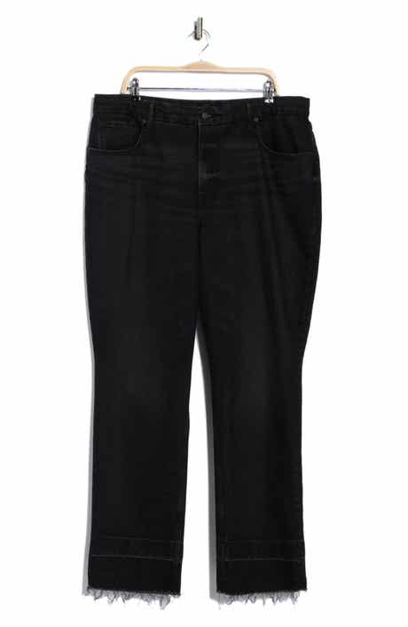 Good American Good Icon High Waist Raw Hem Straight Leg Jeans