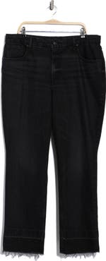 Good American Good Icon High Waist Raw Hem Straight Leg Jeans