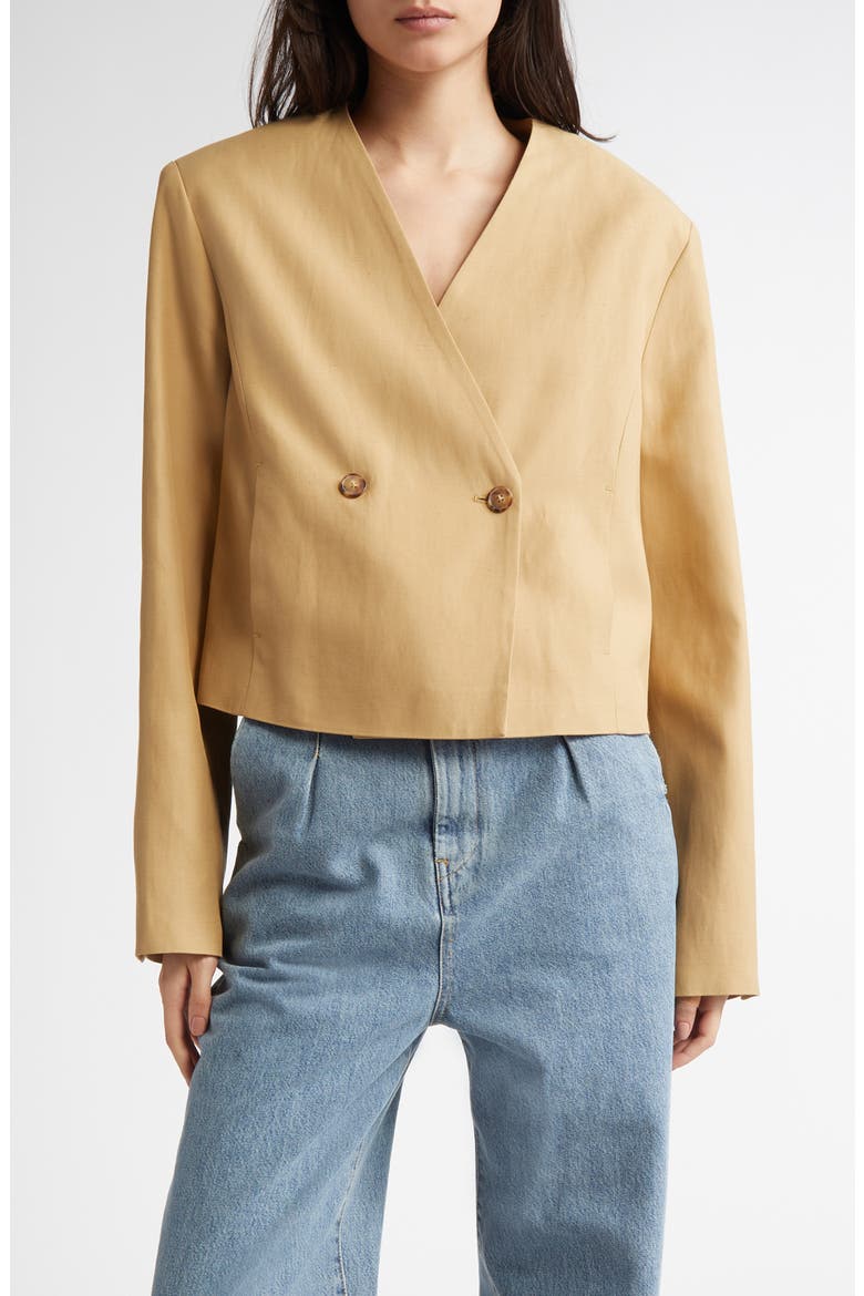 Malli Double Breasted Crop Jacket, Main, color, DUNE