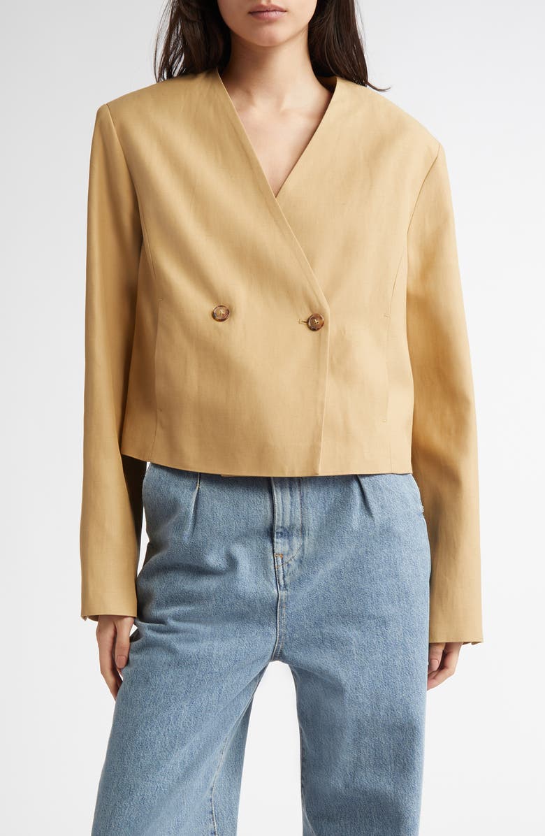 LOULOU DE SAISON Malli Double Breasted Crop Jacket, Main, color, 