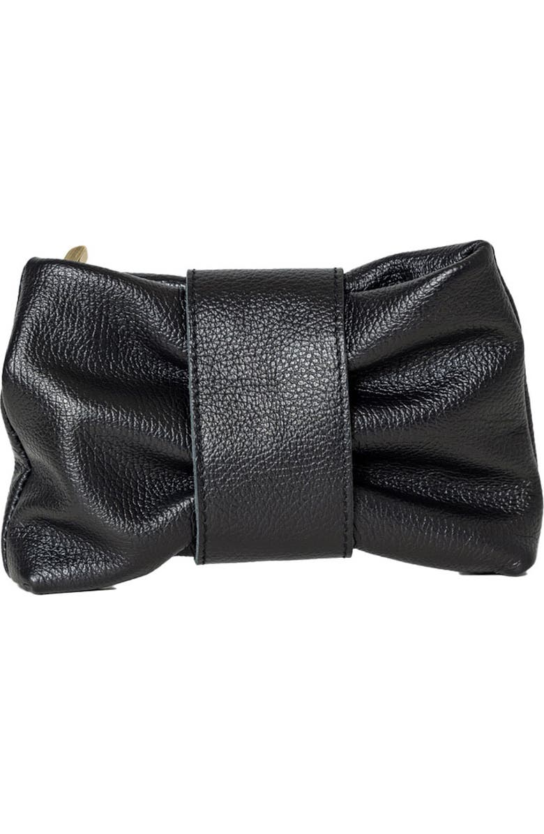 Persaman New York Bee Bow Leather Clutch, Alternate, color, Black