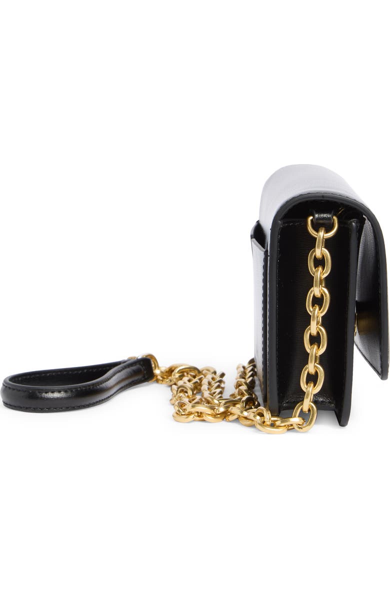 Off-White Jitney Leather Wallet on a Chain, Alternate, color, Black