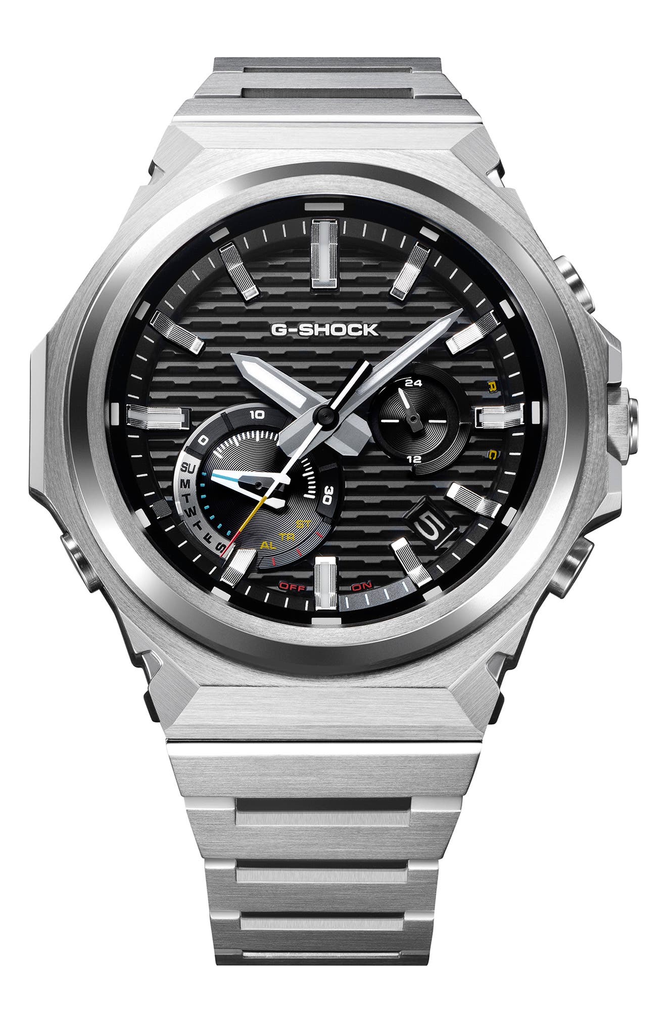 GST-B1000D-2A Black Smartphone Linked Solar Bracelet Watch, 46.9mm