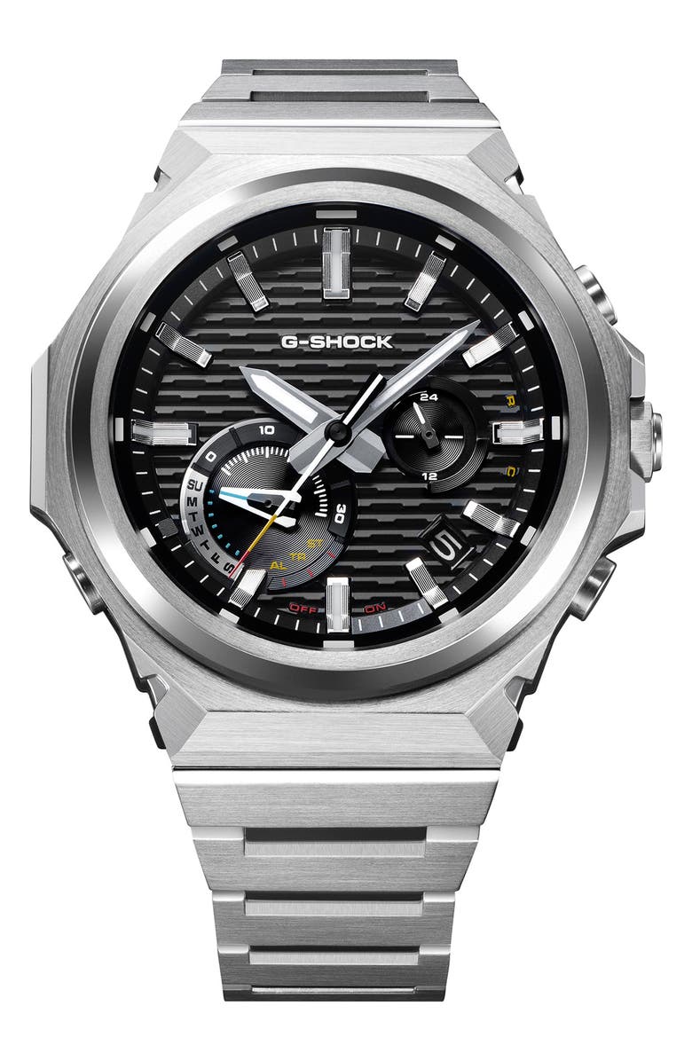 G-SHOCK GST-B1000D-2A Black Smartphone Linked Solar Bracelet Watch, 46.9mm x 44.2mm, Main, color, Silver