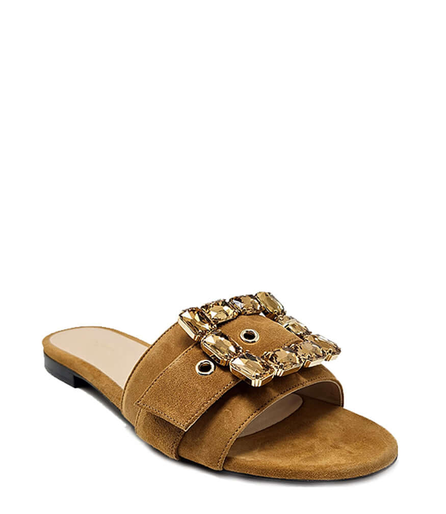 Madison Maison Jeweled Buckle Fade Sandal, Alternate, color, Kahki