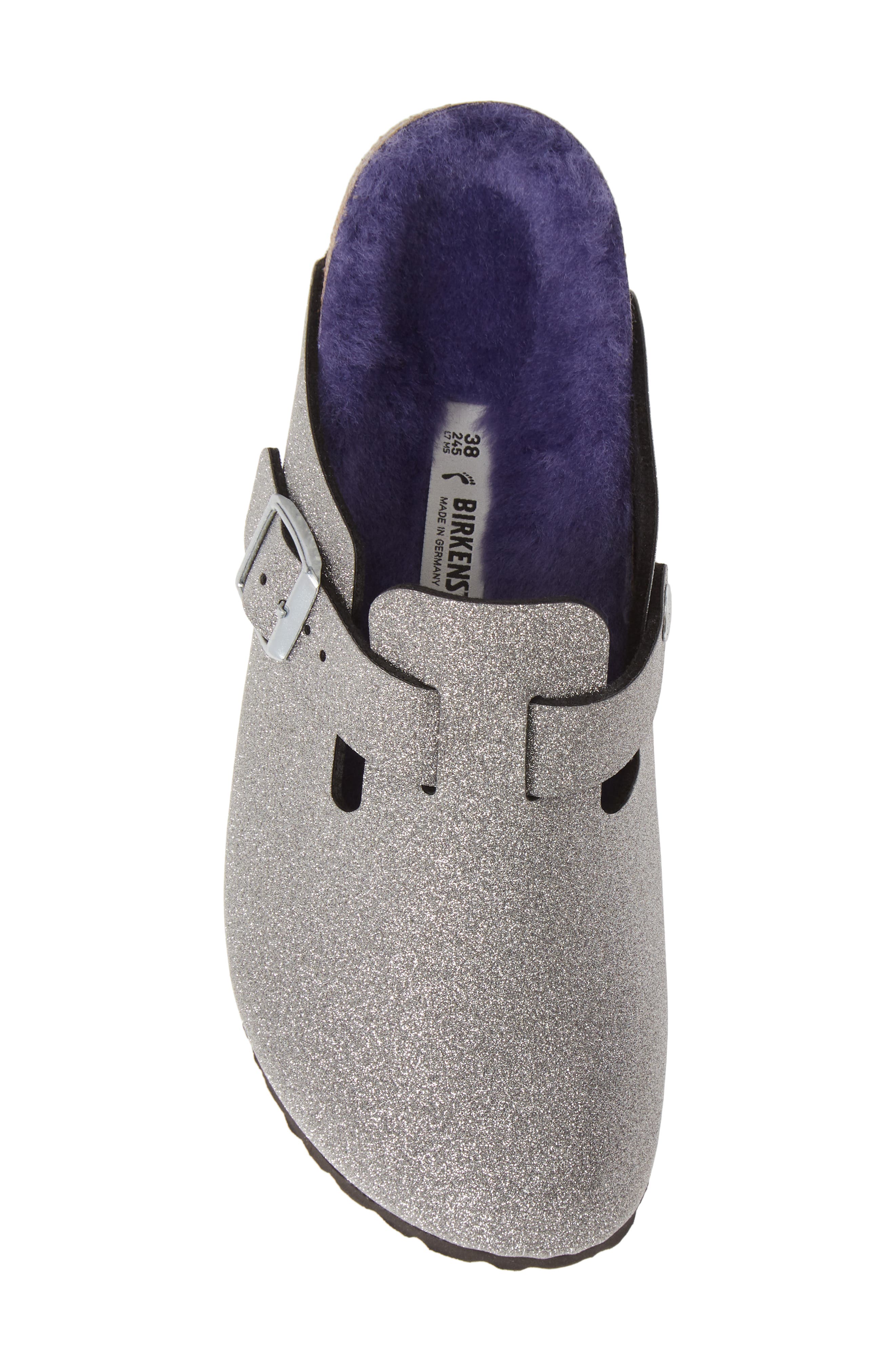 Birkenstock Boston Genuine Shearling Giltter Dust Clog, Alternate, color, 