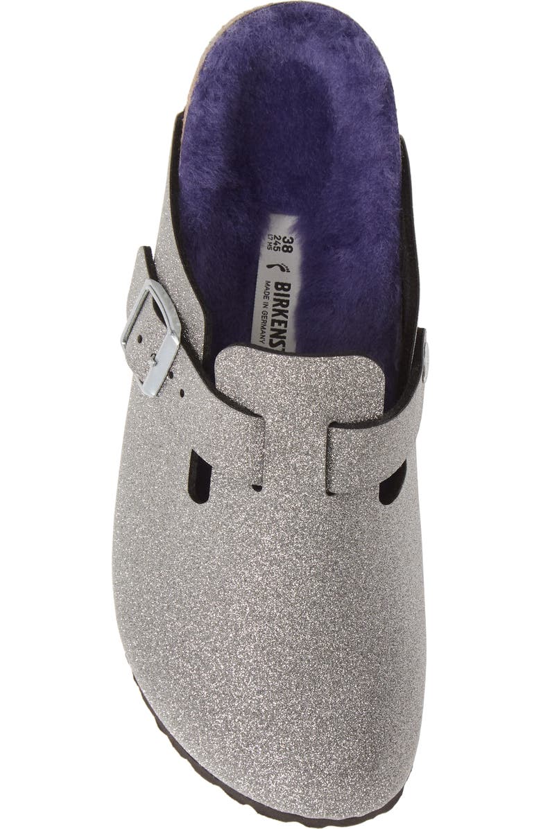Birkenstock Boston Genuine Shearling Giltter Dust Clog, Alternate, color,