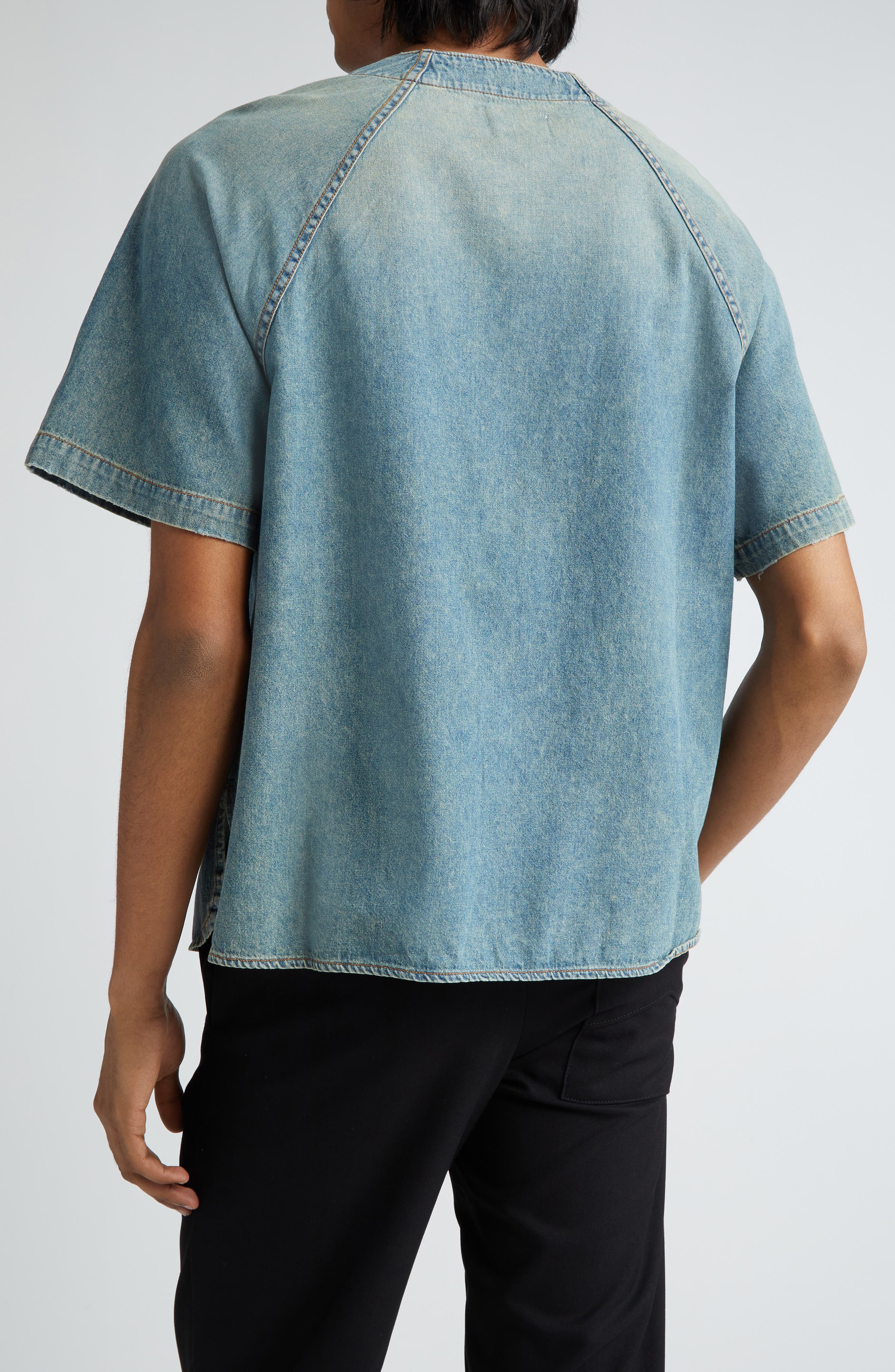 Rhude Embroidered Logo Denim Baseball Shirt (Men) | Nordstromrack