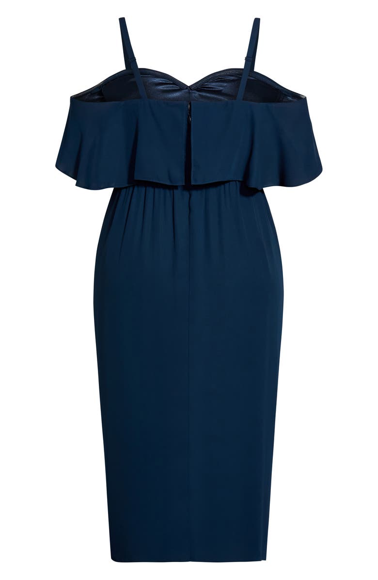 City Chic Va Va Voom Cold Shoulder Dress, Alternate, color, Navy