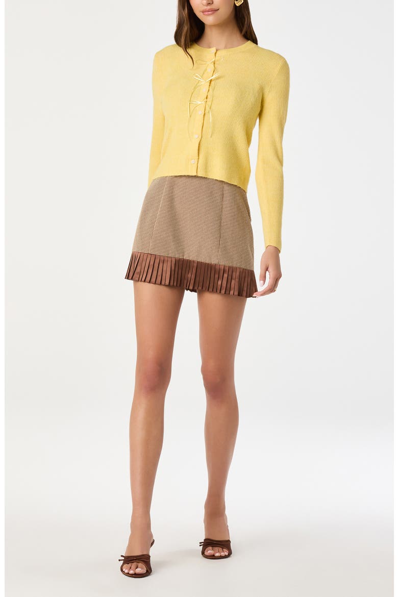Satin Bow Knit Cardigan, Alternate, color, YELLOW