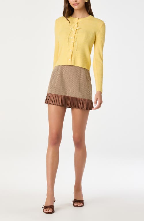Astr The Label Satin Bow Knit Cardigan In Yellow