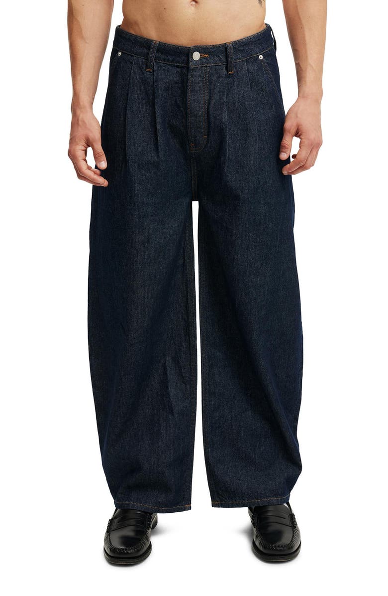 Cotton On Men's Baggy Balloon Jean, Main, color, Pleat Shutter Blue