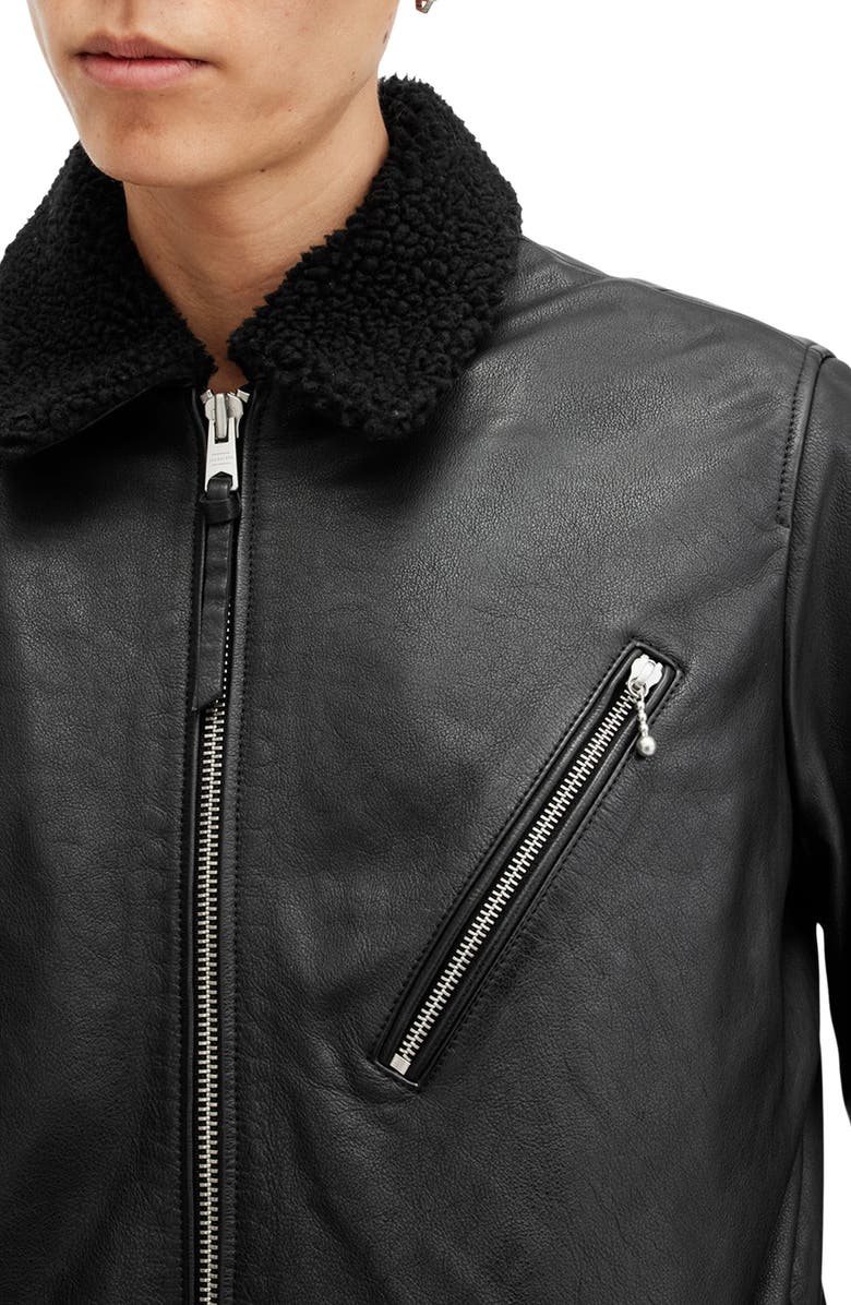 AllSaints Moriarty Leather Jacket, Alternate, color, Black