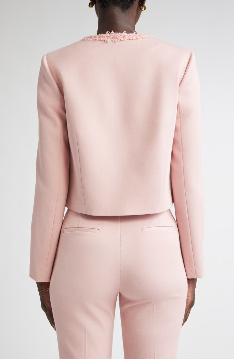 ST. JOHN Braided Trim Stretch Twill Crop Jacket, Alternate, color, Pink