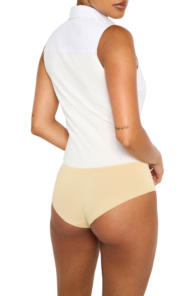 Good American Cotton Poplin Sleeveless Bodysuit, Alternate, color, White001