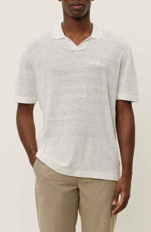 Les Deux Emmanuel Linen & Cotton Johnny Collar Polo In White