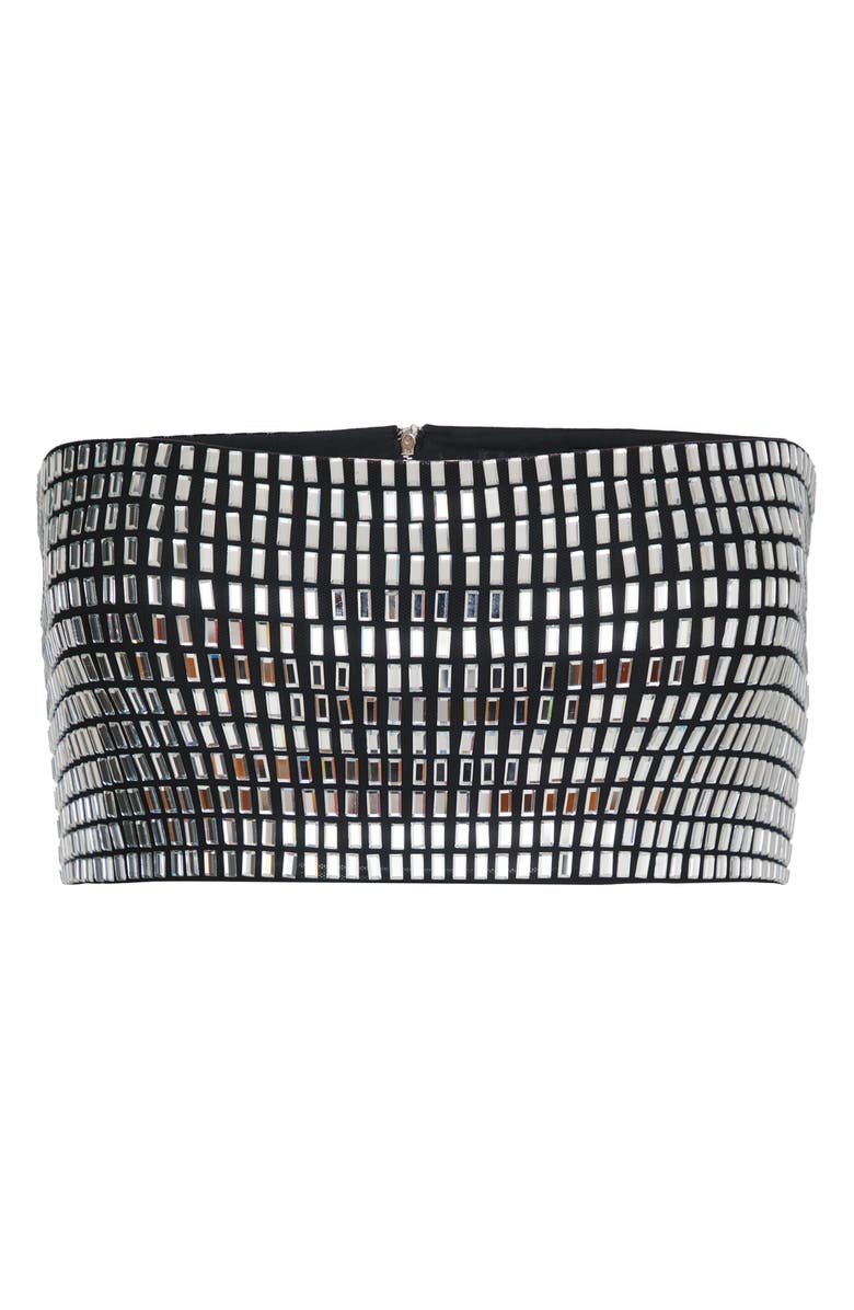 NASTY GAL Rhinestone Embellished Bandeau Top, Alternate, color, Silver