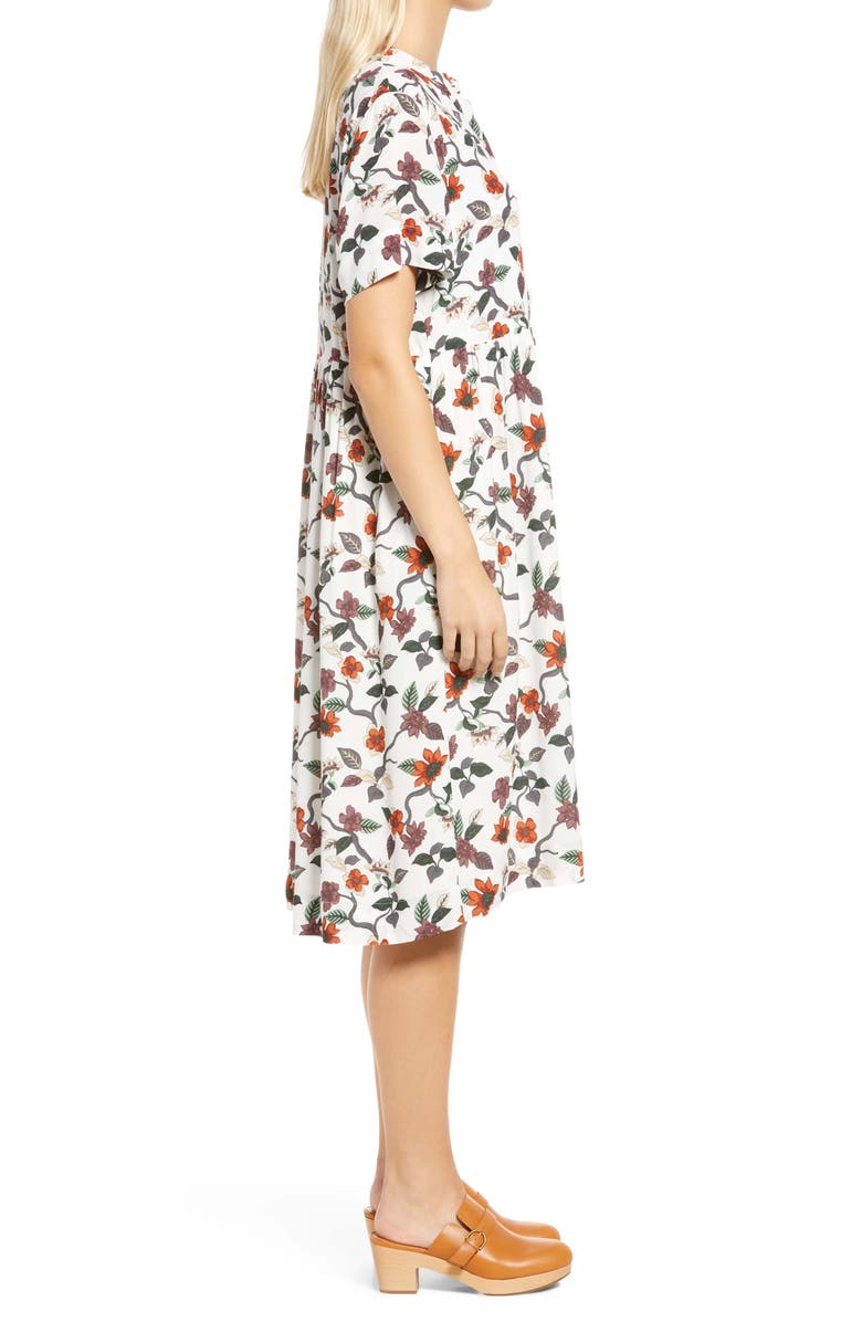 Frank And Oak Floral Babydoll Midi Dress, Alternate, color, 