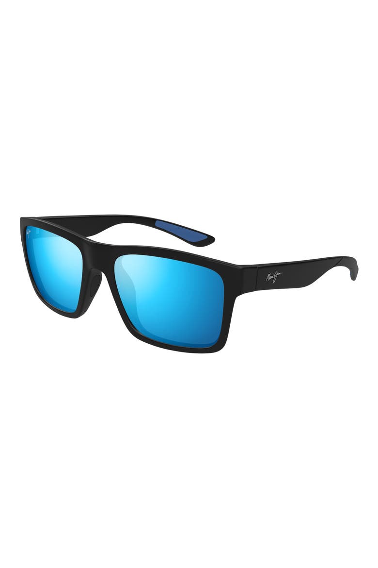 The Flats 57mm PolarizedPlus2® Rectangular Sunglasses, Alternate, color, BLACK/ BLUE HAWAII