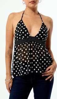 PacSun Arden Mixed Polka Dot Halter Neck Chiffon Top