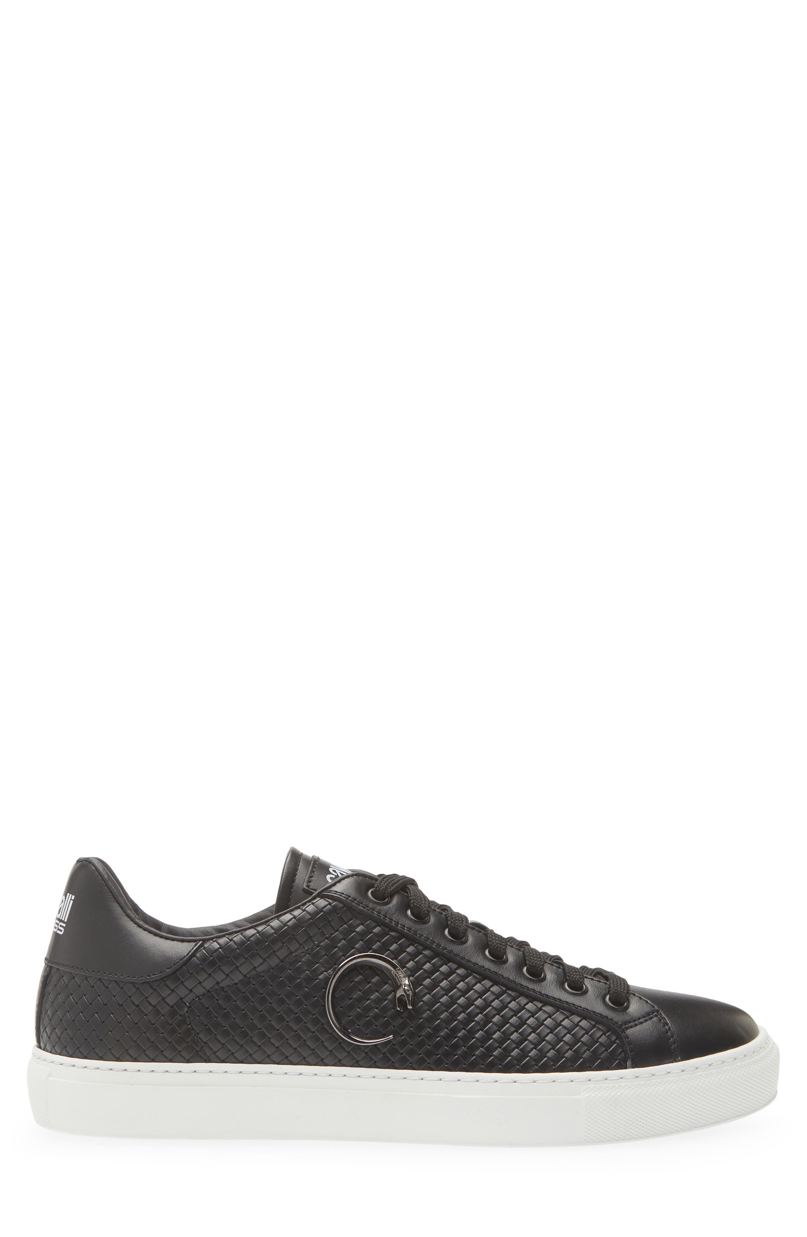 Roberto Cavalli Woven Low Top Sneaker, Alternate, color, Black